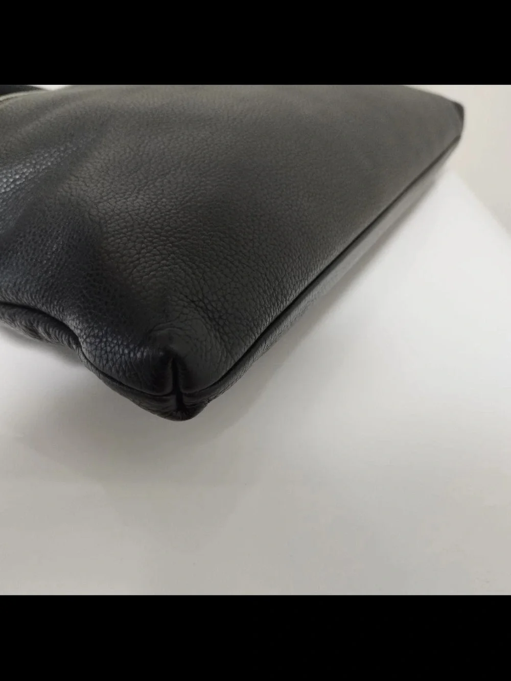 Salvatore Ferragamo Black Pebbled Leather Briefcase